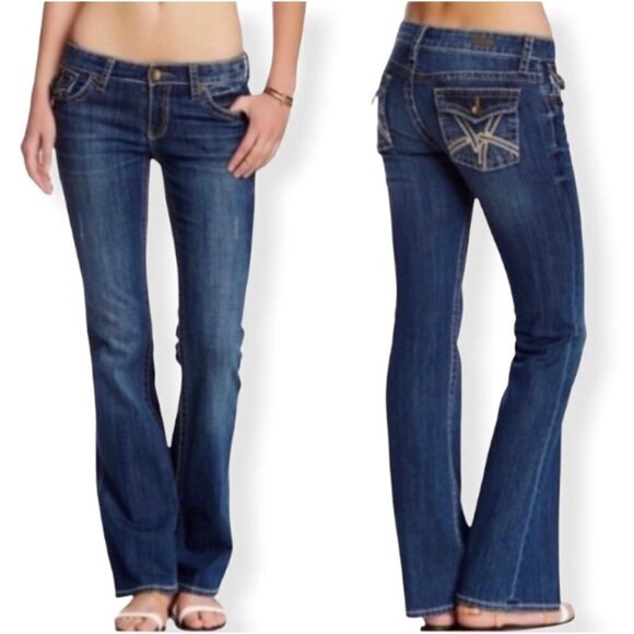 Kut From The Kloth Womens Contrast Stitch Flap So Low Kate Bootcut Jeans Sz 6 - Picture 1 of 10